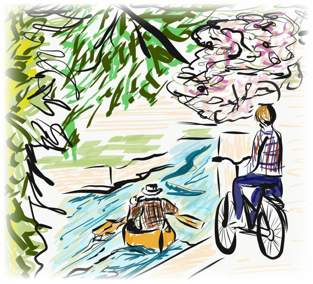 Illustration canoe velo